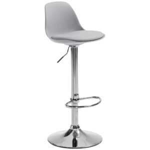 Šedá koženková barová židle Kave Home Orlando s bílou podnoží 60-82 cm