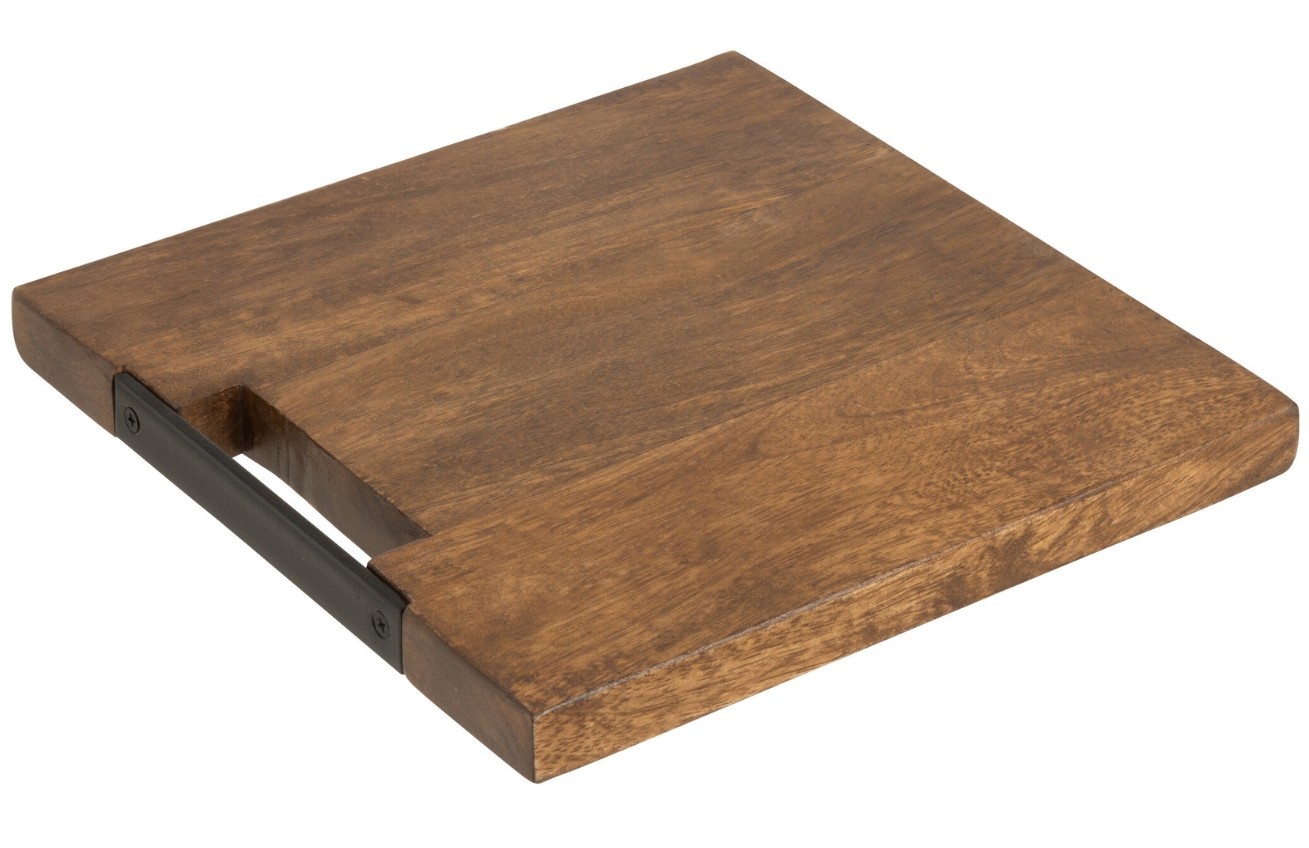 Hnědé dřevěné servírovací prkénko J-Line Mosele 30 x 30 cm