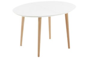 Bílý lakovaný rozkládací jídelní stůl Kave Home Oqui 120/200 x 90 cm