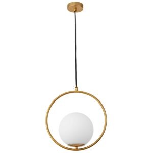 Opálově bílé skleněné závěsné světlo Nova Luce Obitar 35 cm