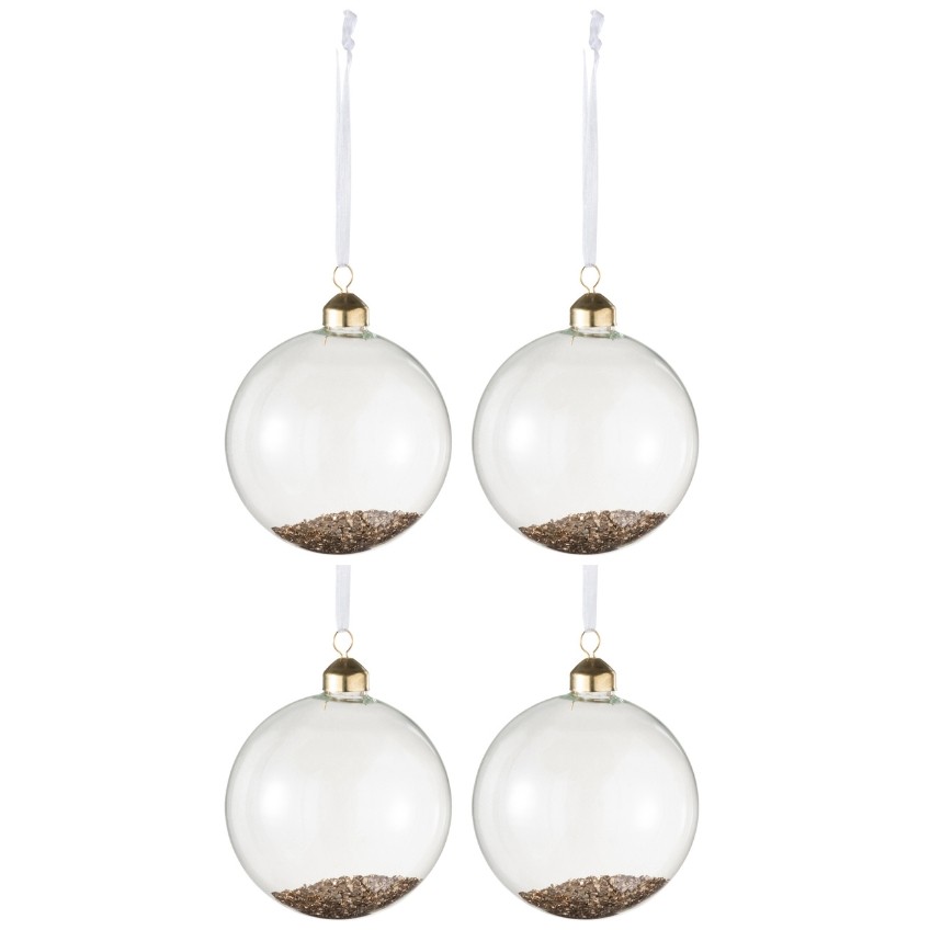 Set čtyř skleněných vánočních ozdob J-line Gloss 10 cm