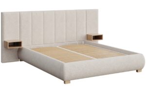 Mesonica Krémově bílá dvoulůžková postel Fioro 180 x 200 cm s prošíváním