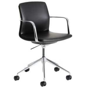 Kave Home Černá koženková konferenční židle Nerlan