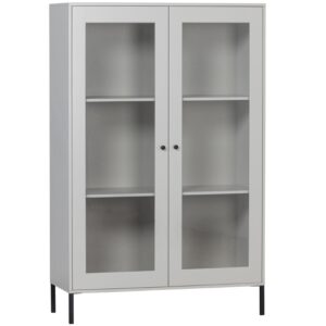 WOOOD Šedá dřevěná vitrína Xam 155 x 100 cm