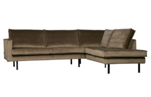 WOOOD Sametová rohová pohovka Raden 266 cm