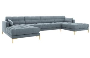 Micadoni Sametová rohová pohovka Mamaia 383 cm