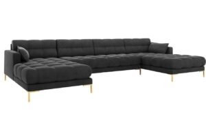Micadoni Sametová rohová pohovka Mamaia 383 cm