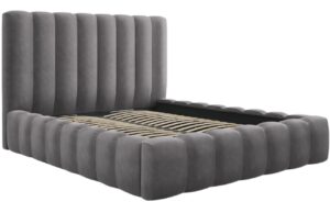 Micadoni Sametová postel Kelp 160 x 200 cm s úložným prostorem