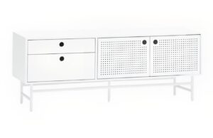 Bílý lakovaný TV stolek Teulat Punto 140 x 40 cm