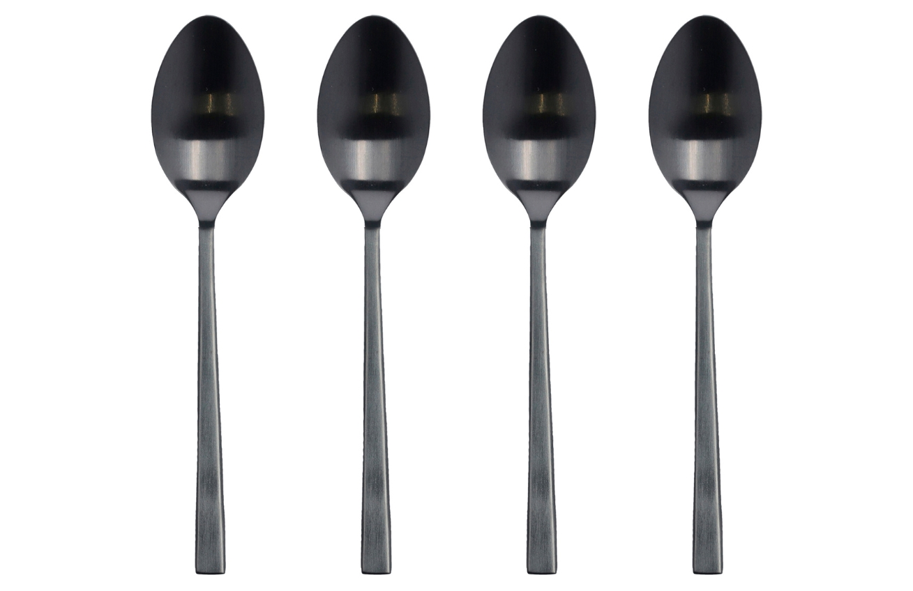 BITZ Sada černých kovových lžiček Latto 14 cm