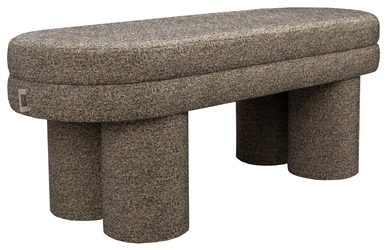 Hnědošedá bouclé lavice DUTCHBONE FERN 110 cm