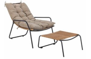 Hnědé kovové lehátko s podnožkou Bloomingville Boel