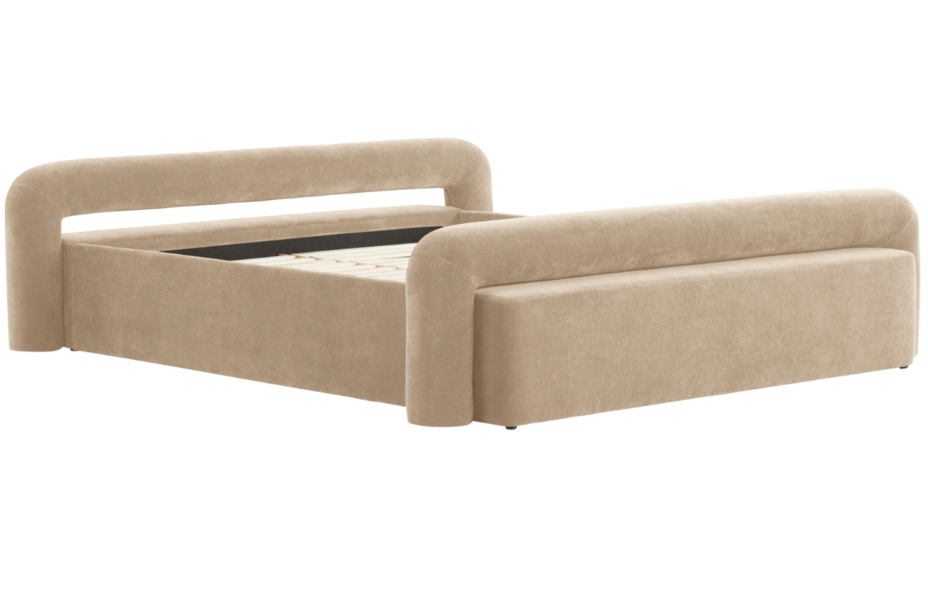 Jotex Béžová čalouněná dvoulůžková postel KOMORO 180 x 200 cm