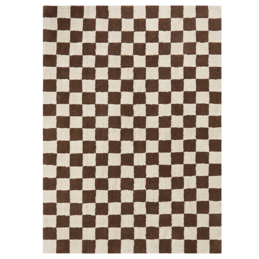Jotex Hnědý kostkovaný koberec MELA 170 x 240 cm