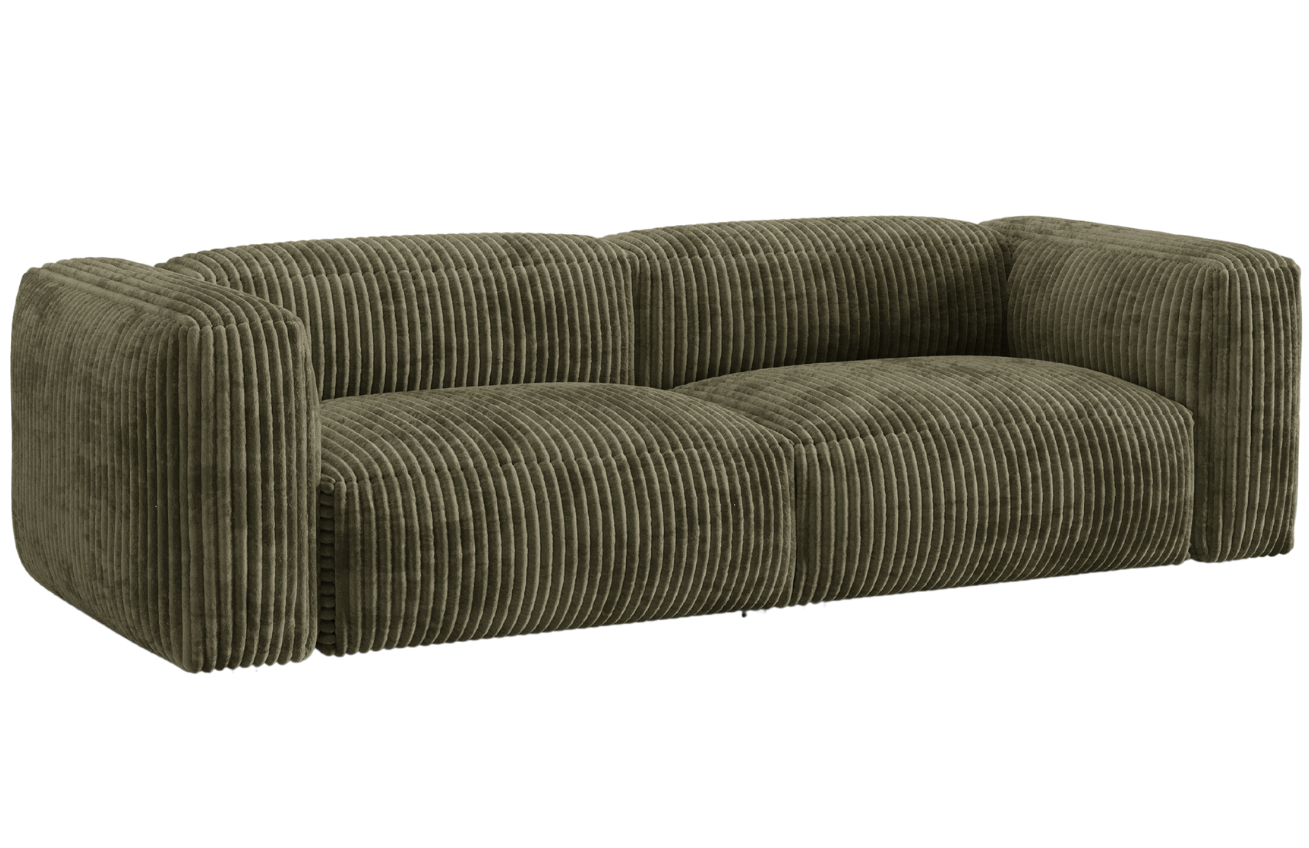 Micadoni Zelená manšestrová trojmístná pohovka Martina 240 cm