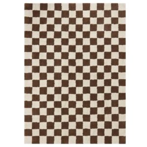 Jotex Hnědý kostkovaný koberec MELA 200 x 300 cm