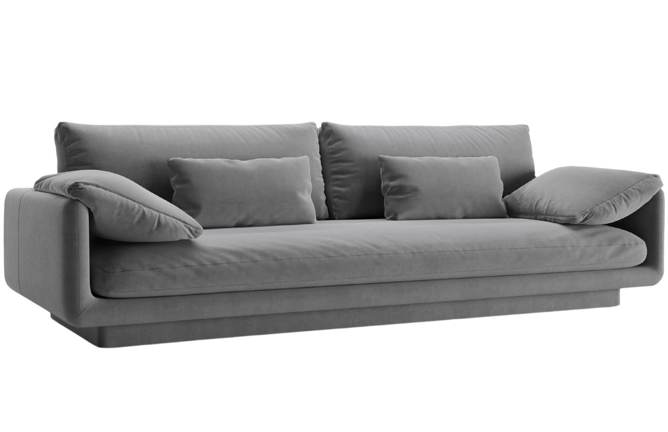 Micadoni Světle šedá sametová čtyřmístná pohovka Torino 250 cm