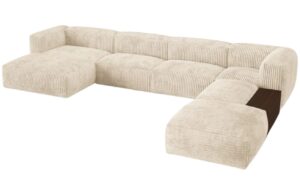 Micadoni Světle béžová manšestrová rohová pohovka Martina 406 cm