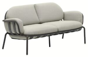 Kave Home Tmavě šedá hliníková zahradní pohovka Joncols II. 164 cm s polštáři