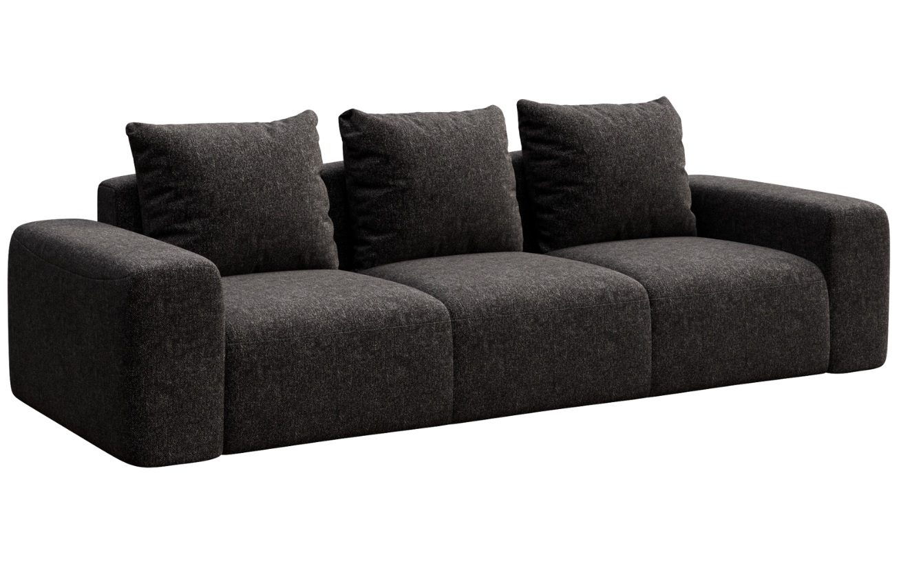 Rodier Antracitově šedá čalouněná trojmístná pohovka Monce 287 cm