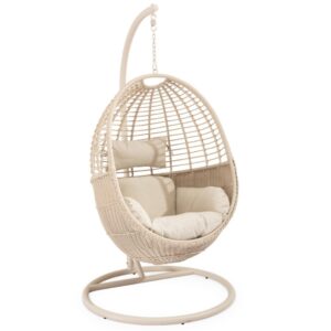 Somcasa Béžové závěsné křeslo z umělého ratanu Hannover