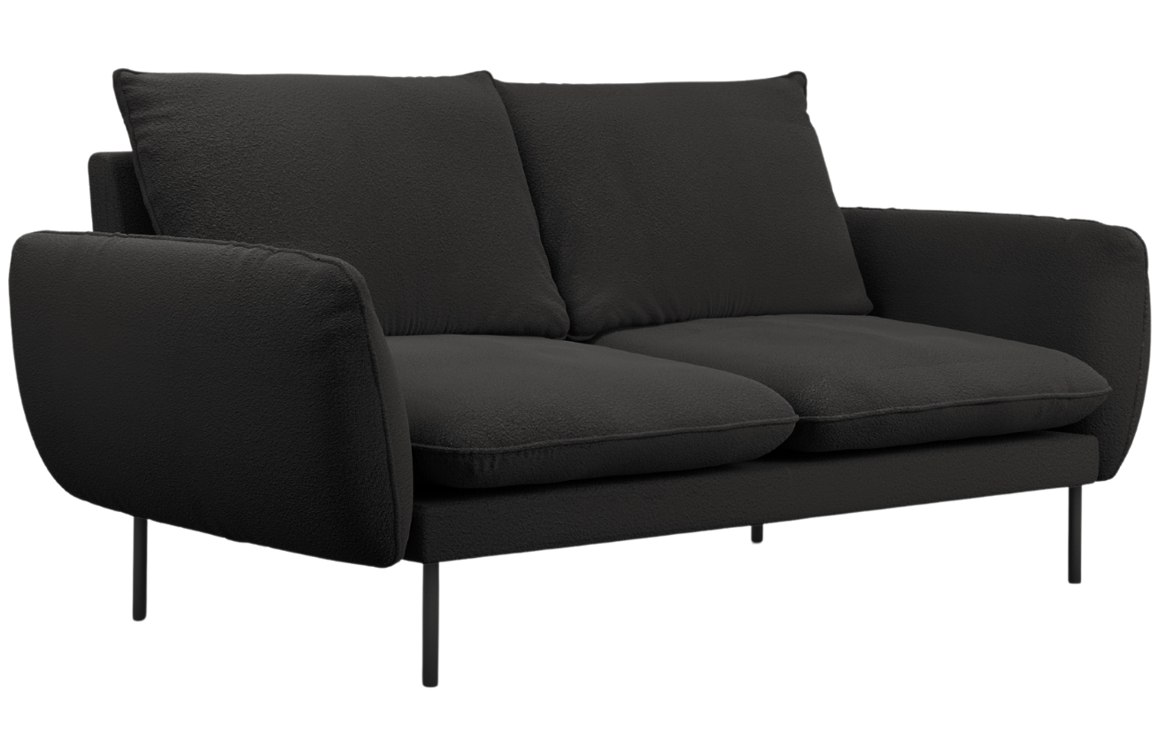 Cosmopolitan Design Černá bouclé dvoumístná pohovka Vienna 160 cm