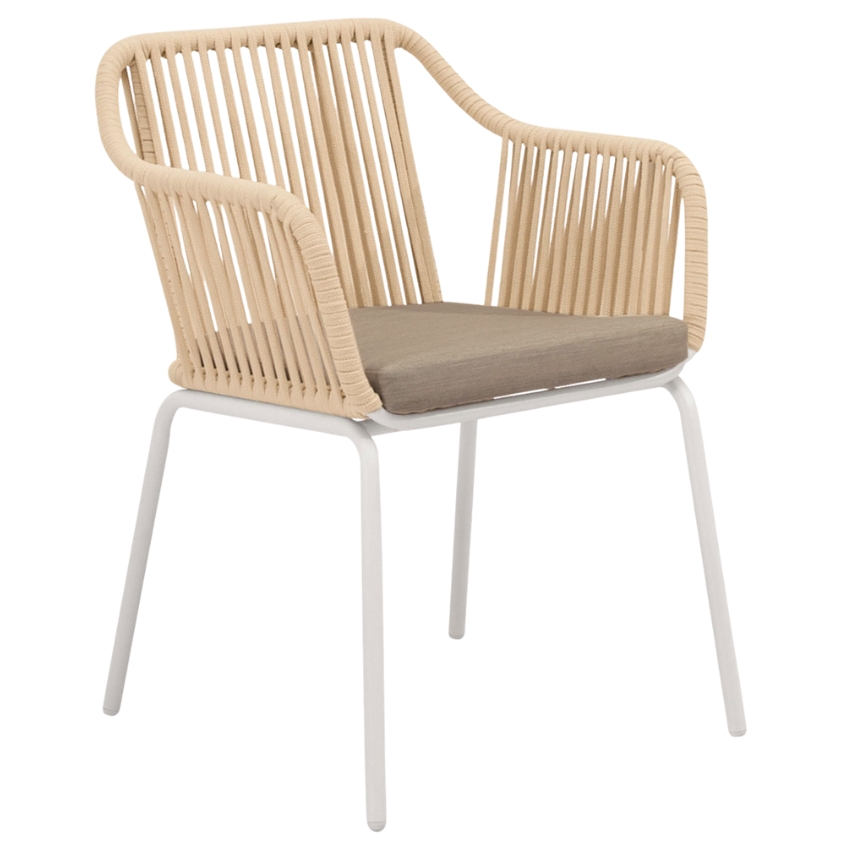 Somcasa Béžová zahradní židle Penny s bílou podnoží