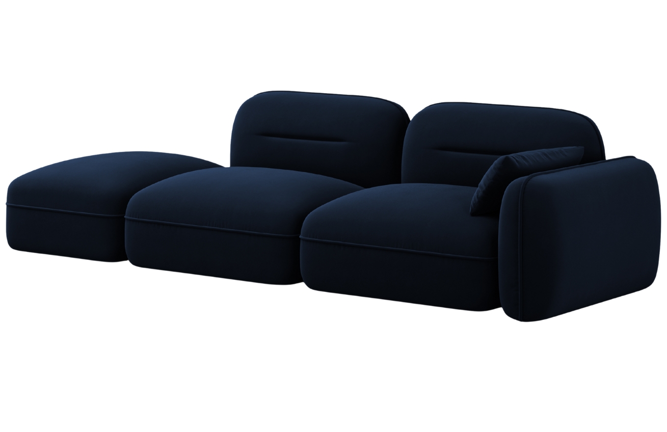 Cosmopolitan Design Královsky modrá sametová trojmístná pohovka Sydney 295 cm