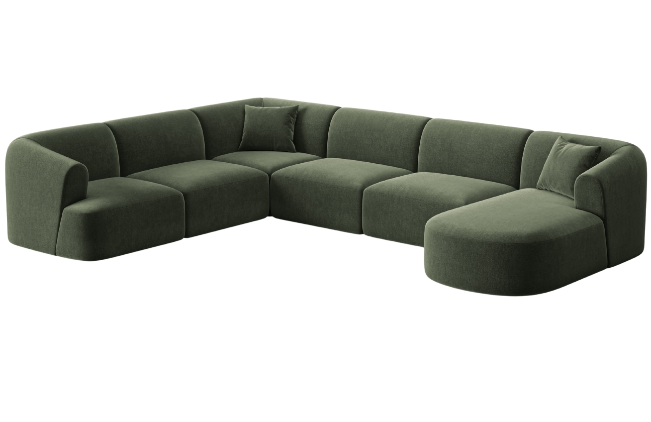 Cosmopolitan Design Zelená sametová rohová pohovka Campi 330 cm