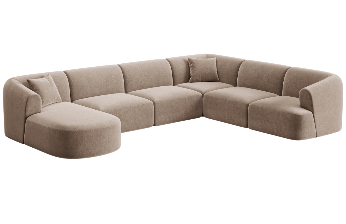 Cosmopolitan Design Béžová sametová rohová pohovka Campi 330 cm