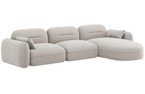 Cosmopolitan Design Světle béžová sametová rohová pohovka Sydney 320 cm