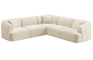 Cosmopolitan Design Světle béžová sametová rohová pohovka Campi 255 cm