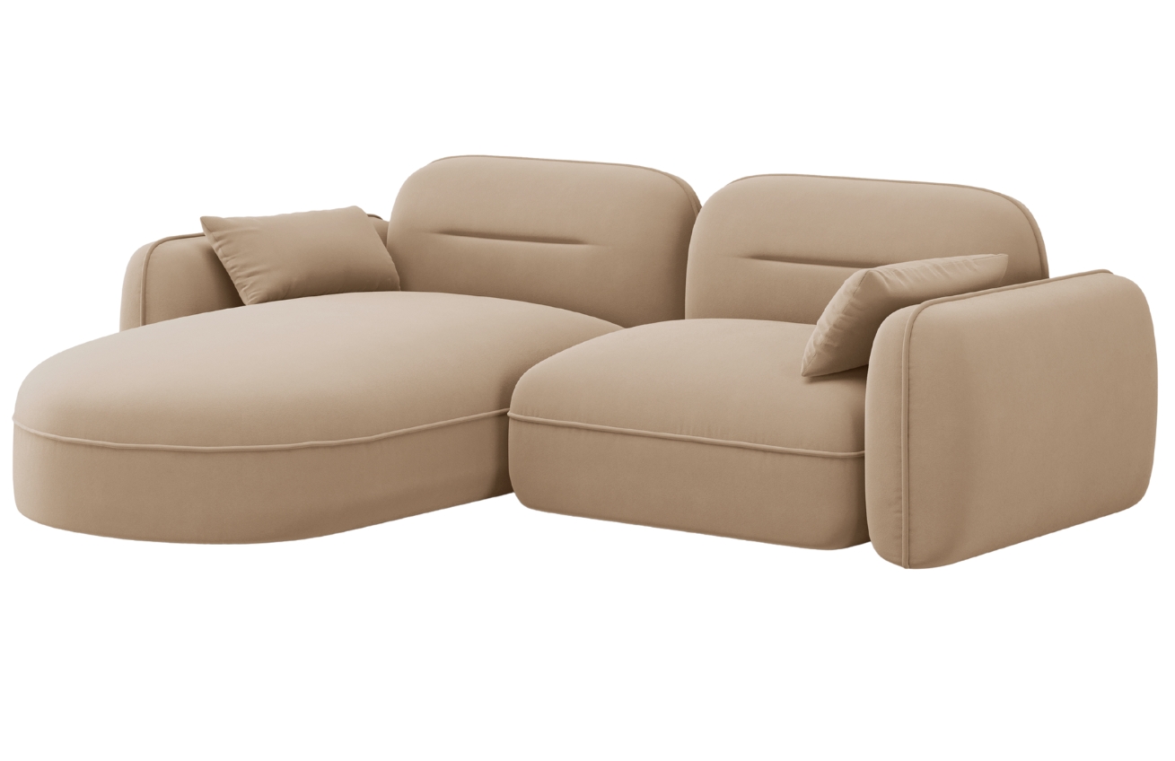 Cosmopolitan Design Pískově hnědá sametová rohová pohovka Sydney 230 cm