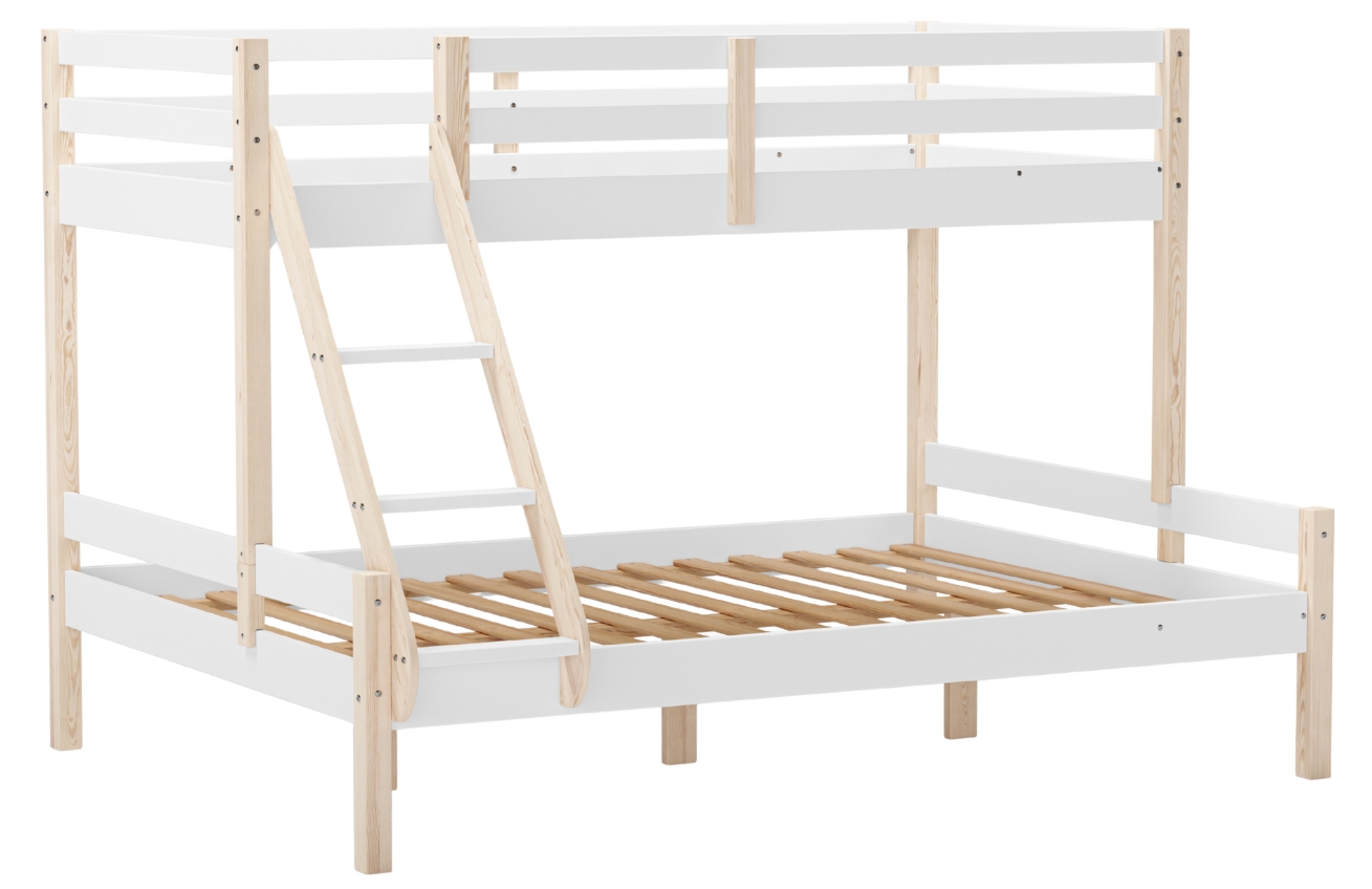 Marckeric Bílá dřevěná patrová postel Livia 90/140 x 190 cm