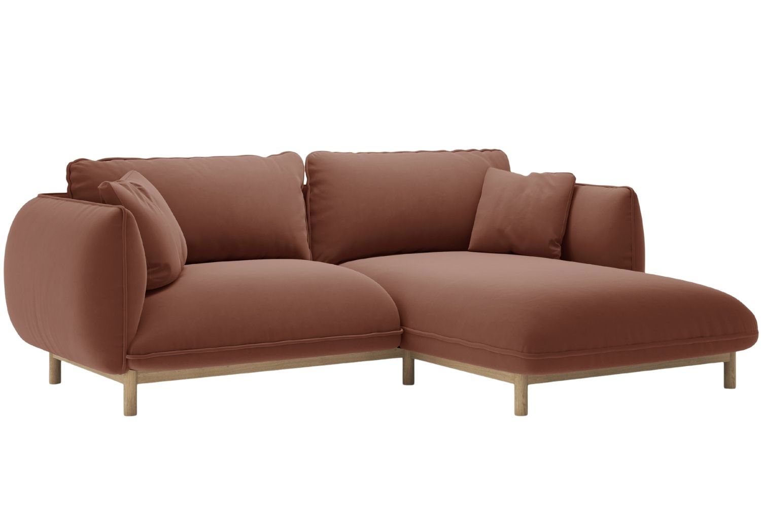 Micadoni Terakotově červená sametová rohová pohovka Ada 214 cm