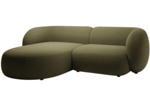 Micadoni Zelená sametová rohová pohovka Kate 255 cm