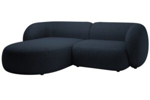 Micadoni Tmavě modrá bouclé rohová pohovka Kate 255 cm