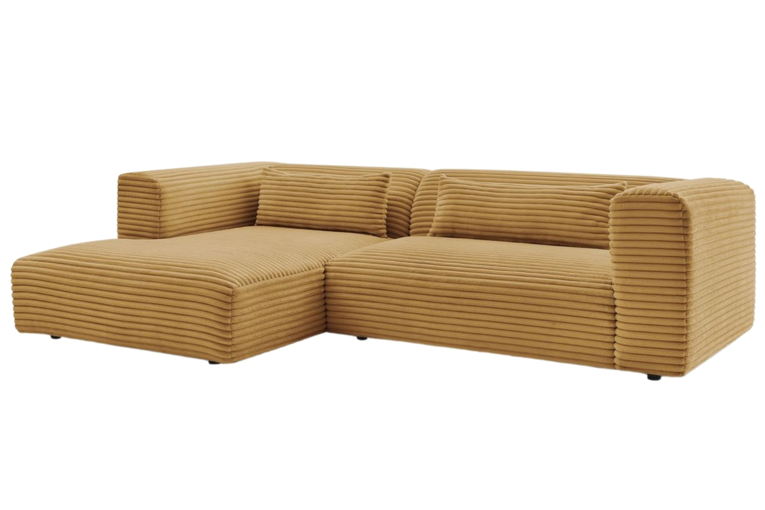 Bobochic Paris Hořčicově žlutá manšestrová rohová pohovka Harry 273 cm