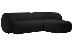 Micadoni Černá bouclé rohová pohovka Kate 285 cm