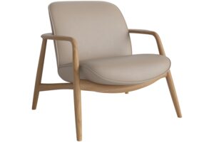 Bolia Pískově hnědé kožené křeslo Bowie s dubovou podnoží