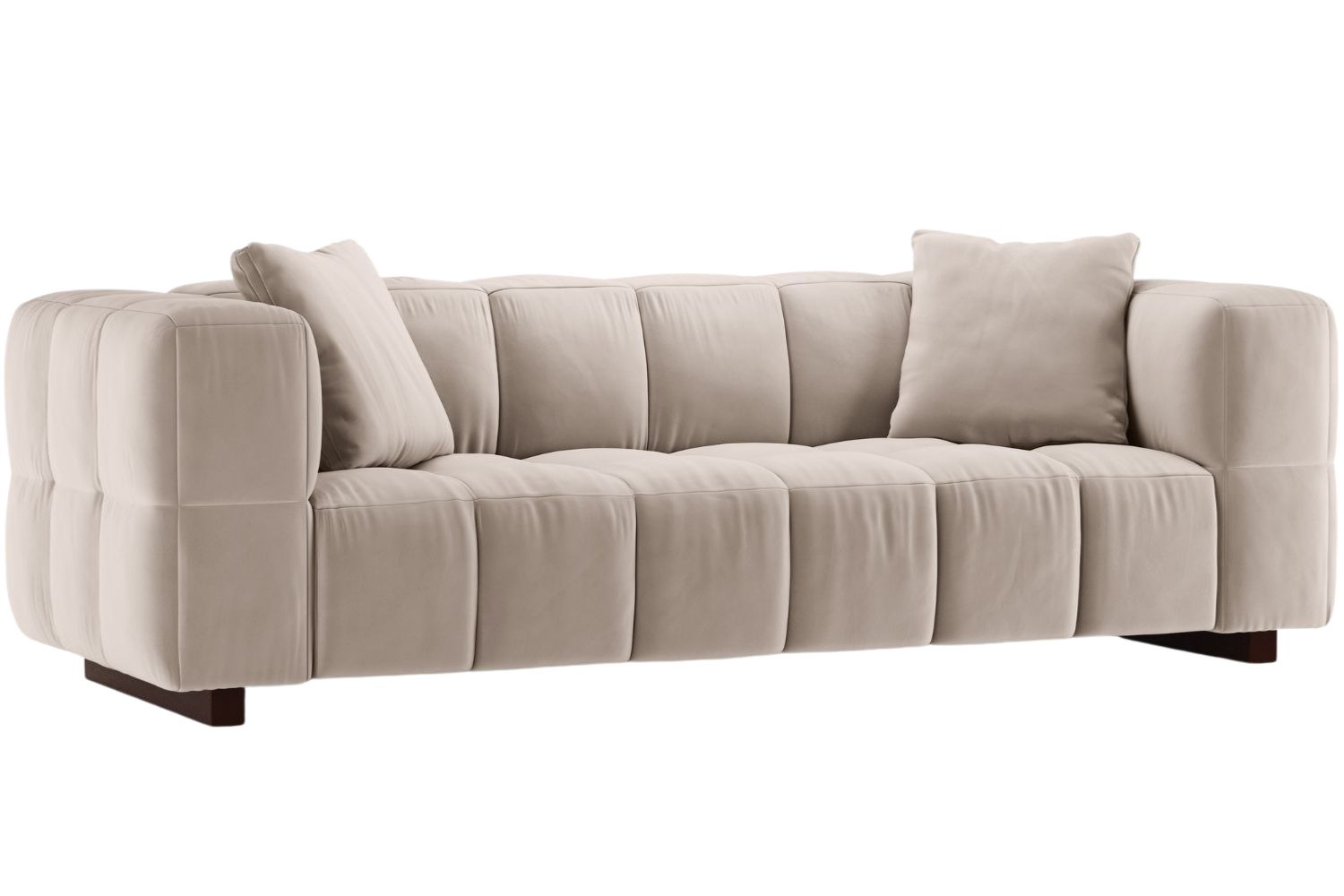 Micadoni Béžová sametová rozkládací pohovka Puma 260 cm