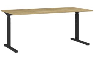 Germania Černý výškově nastavitelný pracovní stůl Profi 2.0 160 x 80 cm s dubovým dekorem