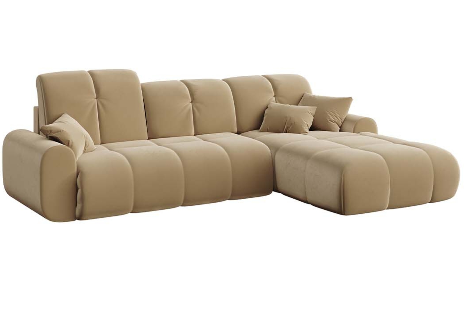 Devichy Béžová sametová rohová pohovka Tous 290 cm