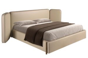 Angel Cerdá Béžová koženková dvoulůžková postel No. 7218