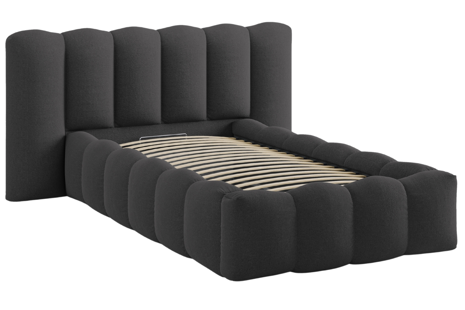 Micadoni Tmavě šedá postel Lupine 90 x 200 cm s úložným prostorem