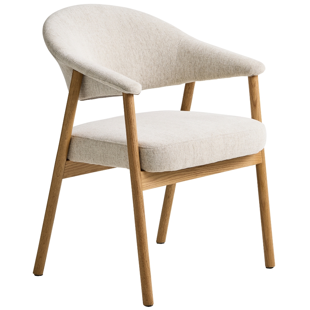 Unique Furniture Krémově bílá jídelní židle Elk s dubovou podnoží