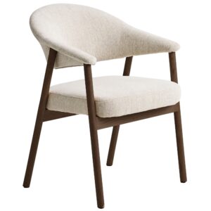 Unique Furniture Krémově bílá jídelní židle Elk s tmavou dubovou podnoží