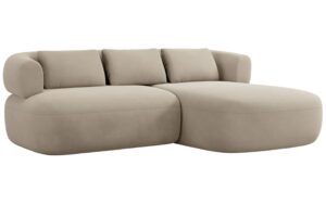 Windsor & Co Béžová sametová rohová pohovka Aldrin 200 cm