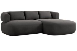 Windsor & Co Tmavě šedá sametová rohová pohovka Aldrin 200 cm