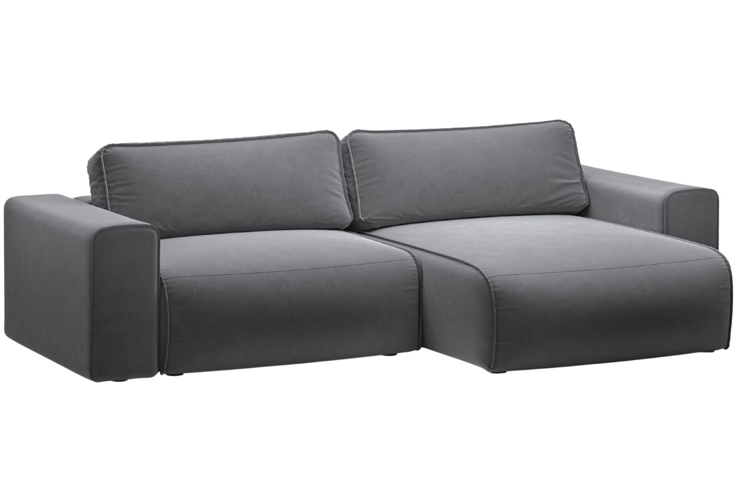 Micadoni Šedá sametová rozkládací pohovka Victor 246 cm